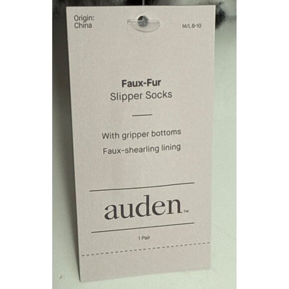 Women's Leopard Faux Fur Cozy Pull-on Slipper Socks with Grippers - Auden™ White - Picture 4 of 5